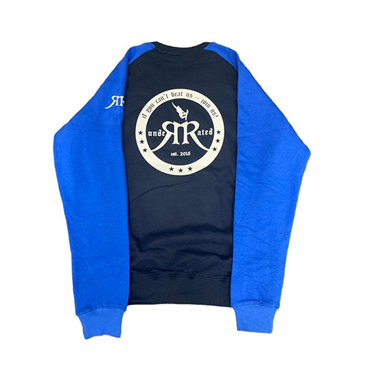 Blue Raglan Crewneck Pullover - Premium Streetwear Baumwolle