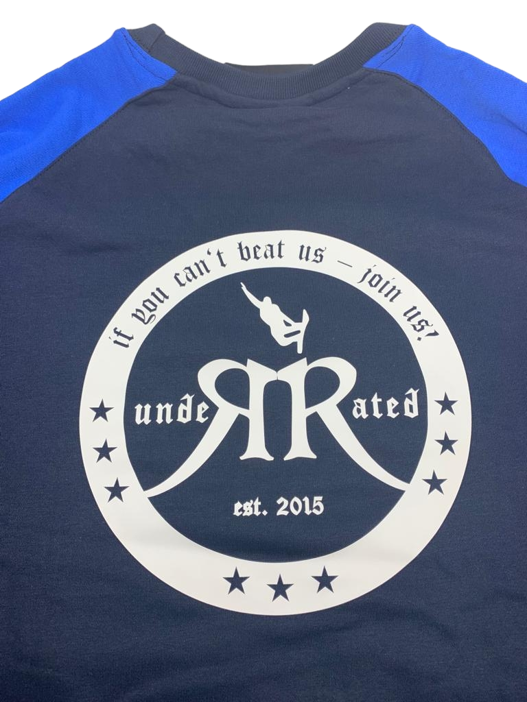 Blue Raglan Crewneck Pullover - Premium Streetwear Baumwolle