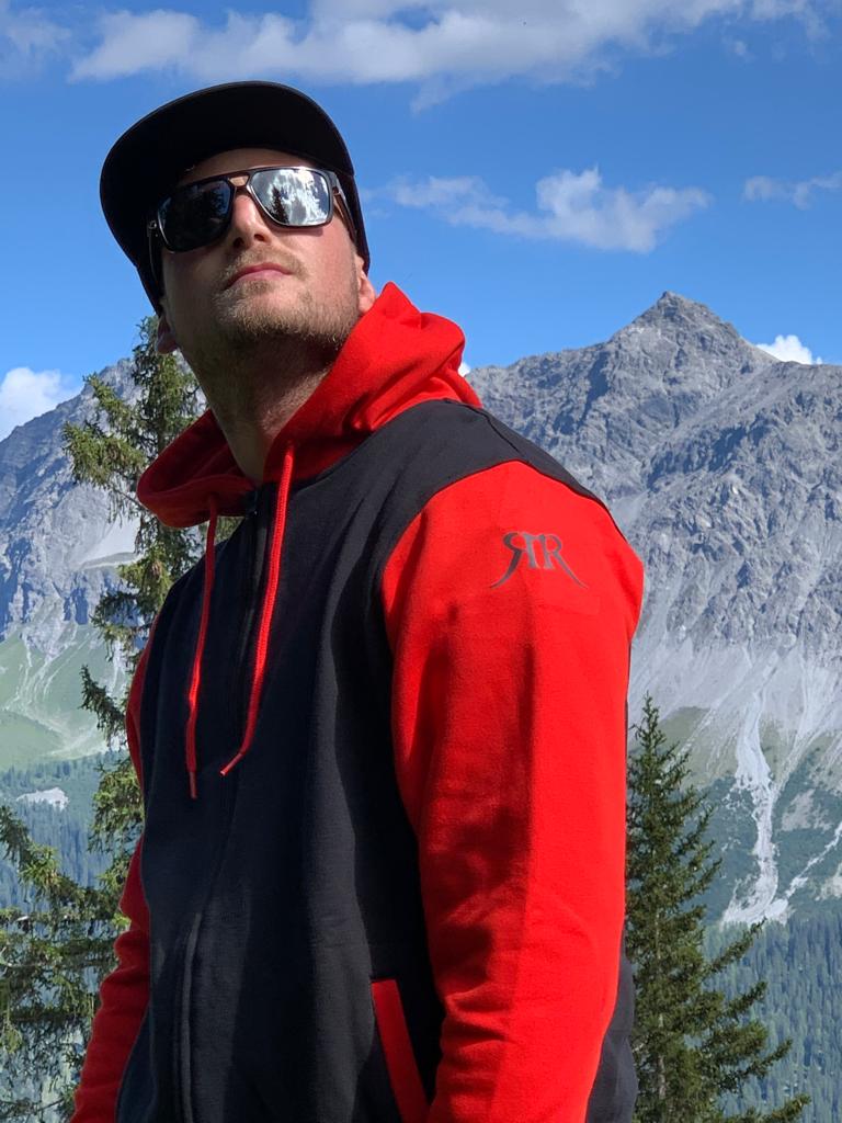 2 Tone Zip Hoodie Schwarz-Rot - Premium Streetwear Kapuzenpullover