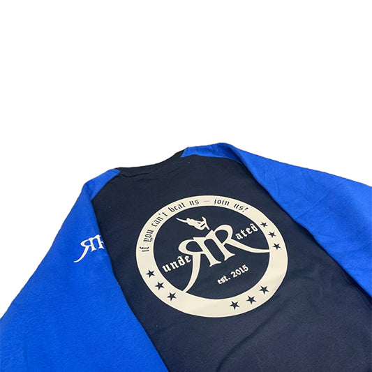 Blue Raglan Crewneck Pullover - Premium Streetwear Baumwolle